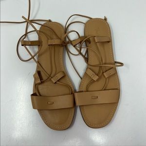 Madewell tan boardwalk lace up sandals size 9